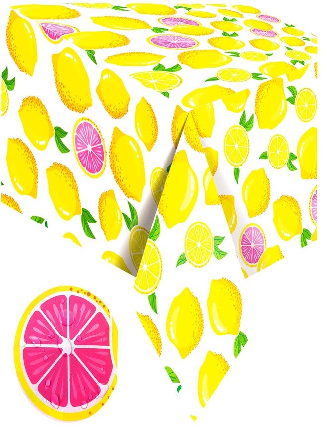 HSPAIDYP Lemon Tablecloth 108"x54" Lemon Party Decoration Disposable Summer lemonade tablecloth lemonade stand Table Cover for Summer Lemon Party Supplies Beach Picnic Kids Birthday Party Decorations(1Pcs) - Image 1